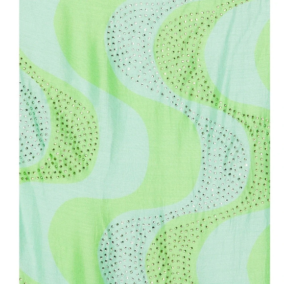 NWT | SUNDRESS Shana Crystal Beaded Dress in Amazonia Rhinestones Lime & Pool -L - Picture 2 of 4